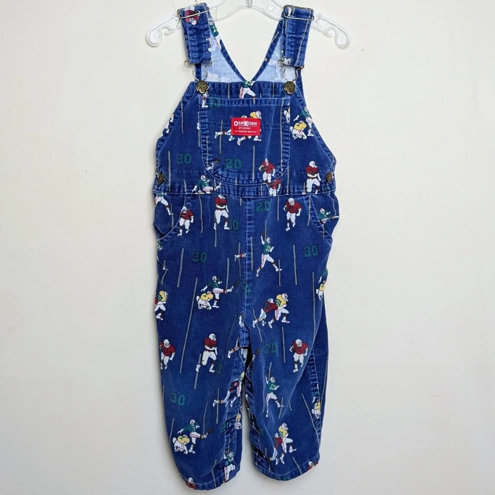 Vintage‎ OshKosh B'gosh Corduroy Overalls with Football Print